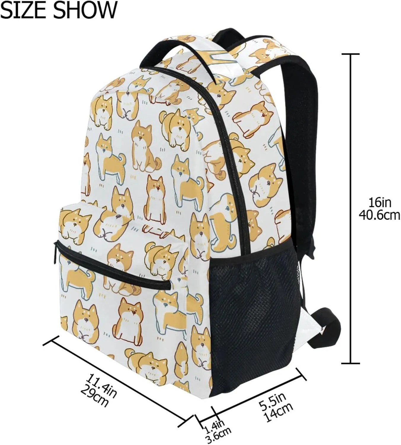 JIPONI Shiba Inu Dog Backpack For Women Men, Student School Bag Bookbag Travel Laptop Backpack Purse Daypack