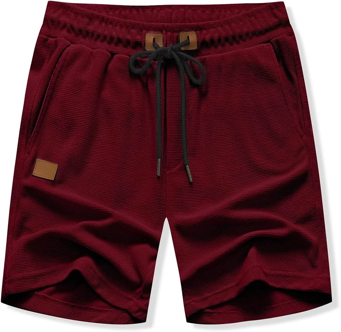 JMIERR Men's Casual 5"/ 7" Shorts Waffle Elastic Waist Drawstring Workout Running Jogging Beach Sweat Shorts with Pockets