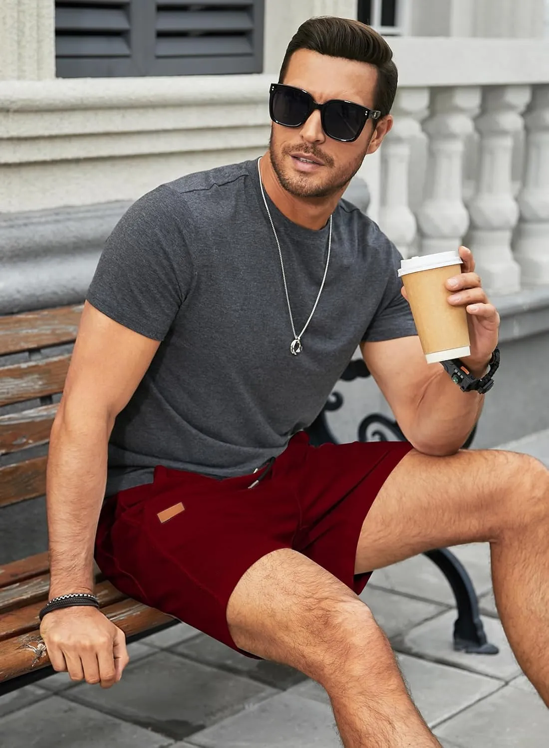 JMIERR Men's Casual 5"/ 7" Shorts Waffle Elastic Waist Drawstring Workout Running Jogging Beach Sweat Shorts with Pockets
