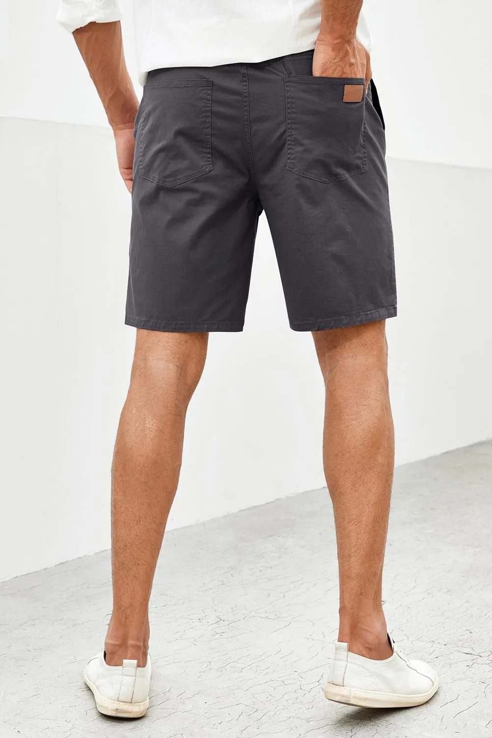 JMIERR Mens Casual Shorts - Cotton Drawstring Summer Beach Stretch Twill Chino Golf Shorts