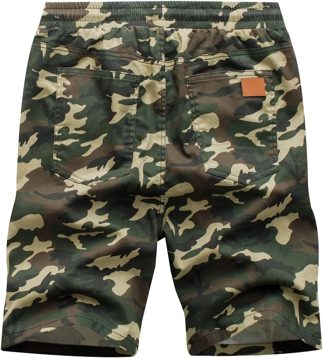 JMIERR Mens Casual Shorts - Cotton Drawstring Summer Beach Stretch Twill Chino Golf Shorts