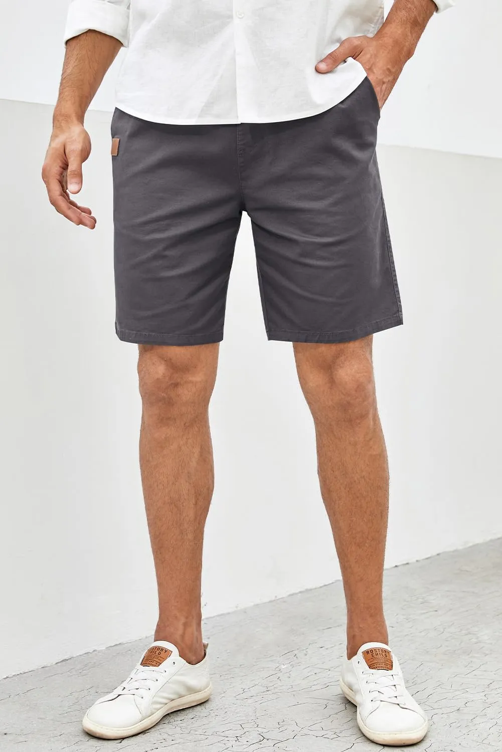 JMIERR Mens Casual Shorts - Cotton Drawstring Summer Beach Stretch Twill Chino Golf Shorts