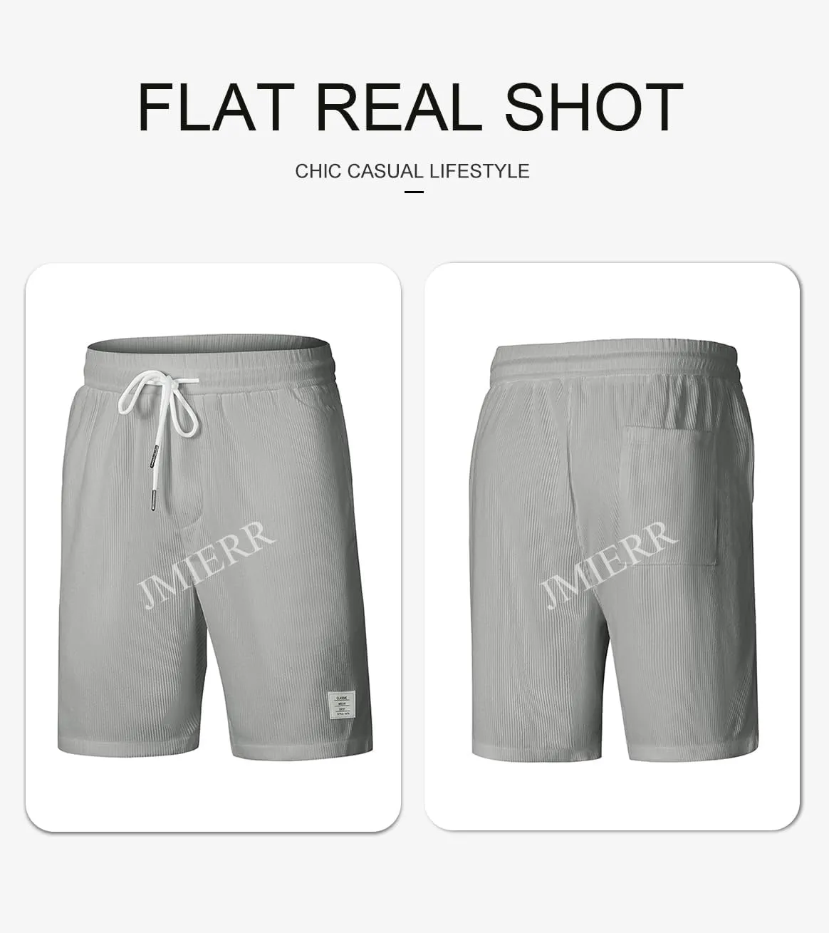 JMIERR Men's Corduroy Shorts Casual Elastic Waist Drawstring Lightweight Summer Beach Shorts