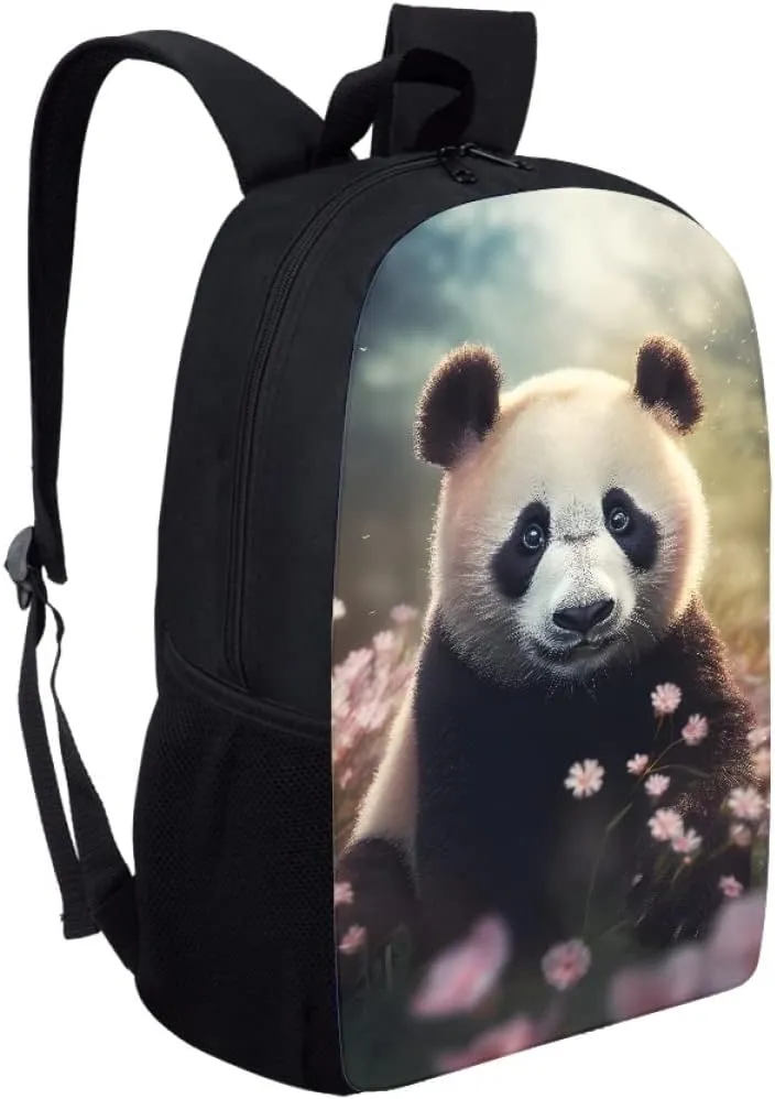 JooMeryer Cherry Blossom Panda Flower Backpack for Boys Mens Large Capacity Laptop Book Bags Knapsack Travel Daypack School Bag,Cute Panda Flower