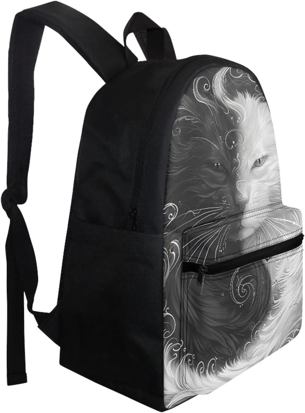 JooMeryer Galaxy Cat Print Backpack Bags for Boys Girls Kids Aniaml School Bags Casual Shoulder Bag Travel Daypack Knapsack,Black White Cat 2
