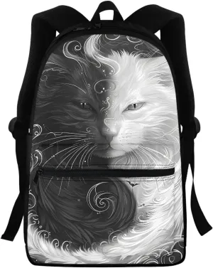 JooMeryer Galaxy Cat Print Backpack Bags for Boys Girls Kids Aniaml School Bags Casual Shoulder Bag Travel Daypack Knapsack,Black White Cat 2