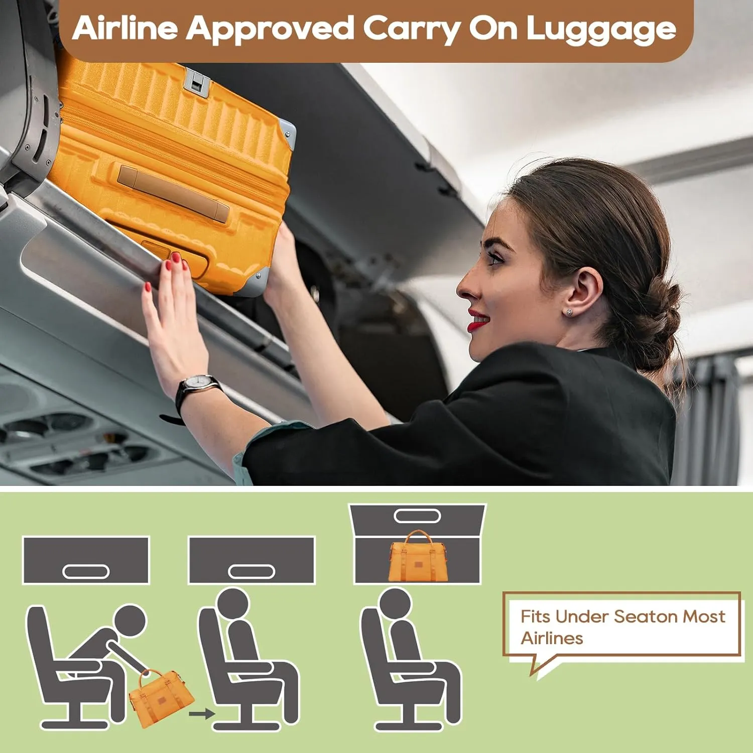 Joyway 5 Piece Luggage Set with Cup Holder, Expandable 25% Capacity, Includes Handbag, Anti Slip Wheels, Hook, Smart Carry On Suitcase for Men and Women, Spinner Travel Orange
