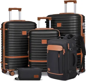 Joyway Expandable Luggage Sets 5 Piece, Lightweight Hard Shell Travel Suitcase Set with Spinner Wheels and TSA Lock