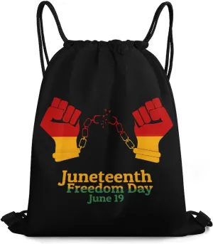 Juneteenth Fist Freedom Day African American Drawstring Backpack Gym Bag Sports Backpack Beach Bag Yoga Travel Bag