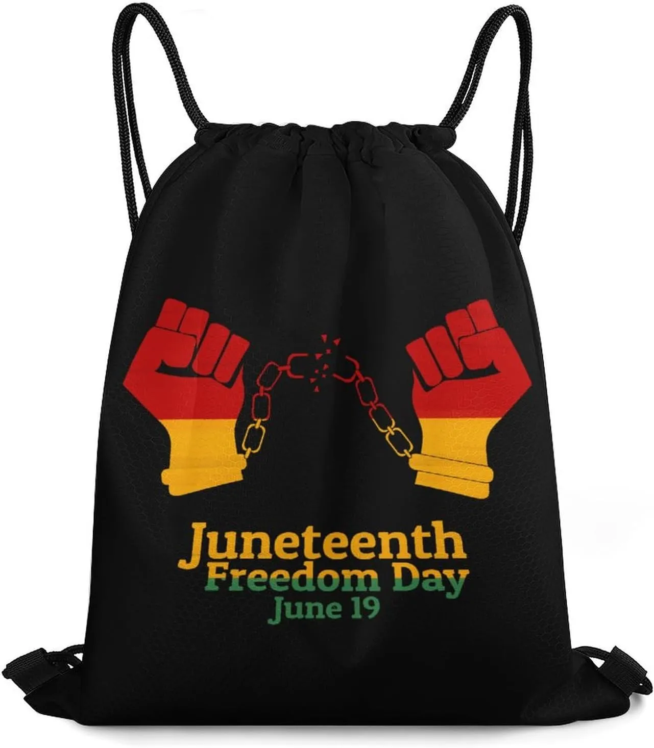 Juneteenth Fist Freedom Day African American Drawstring Backpack Gym Bag Sports Backpack Beach Bag Yoga Travel Bag