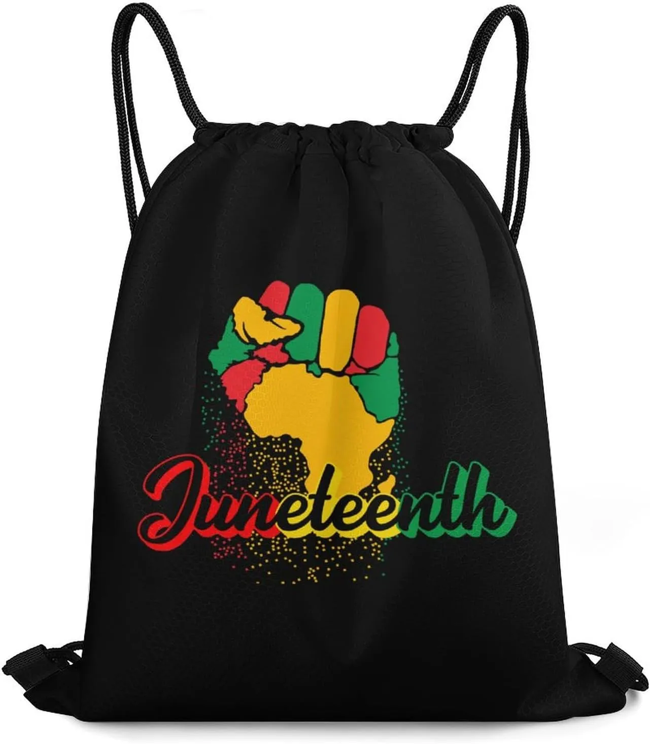 Juneteenth Fist Freedom Day Drawstring Backpack Gym Bag Sports Backpack Beach Bag Yoga Travel Bag