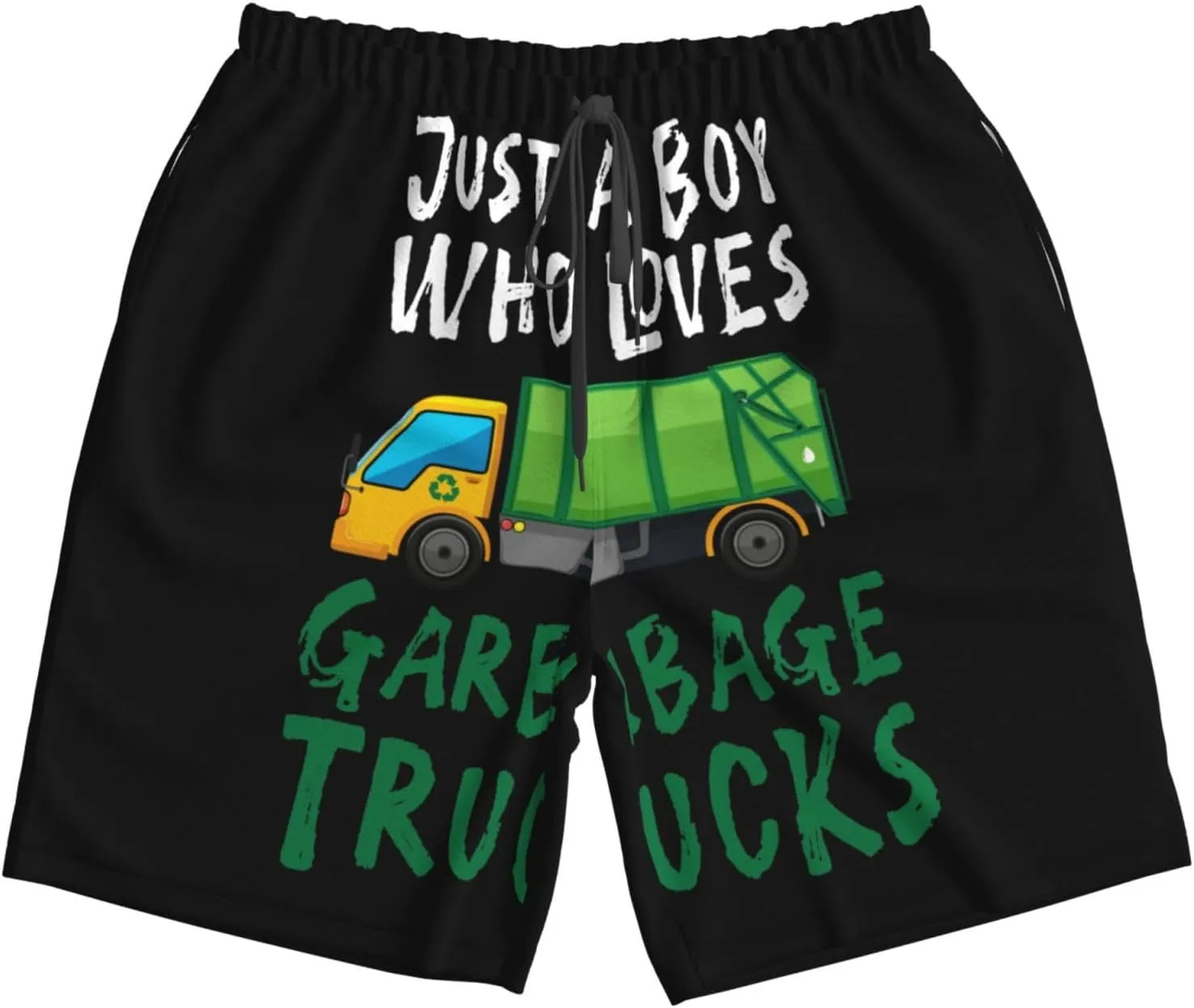 Just A Boy Who Loves Garbage Trucks Mens Swim Trunks Quick Dry Summer Beach Shorts