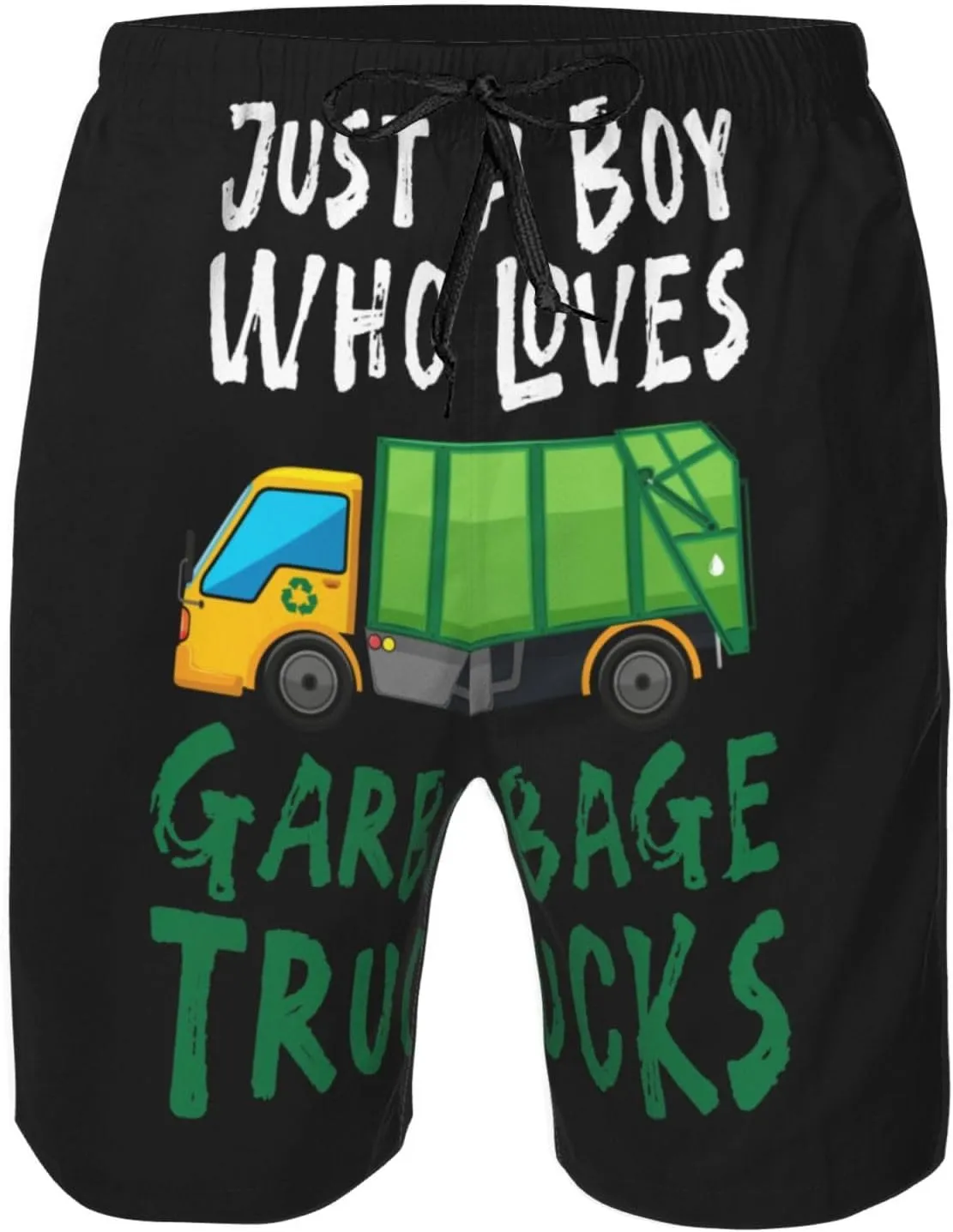 Just A Boy Who Loves Garbage Trucks Mens Swim Trunks Quick Dry Summer Beach Shorts