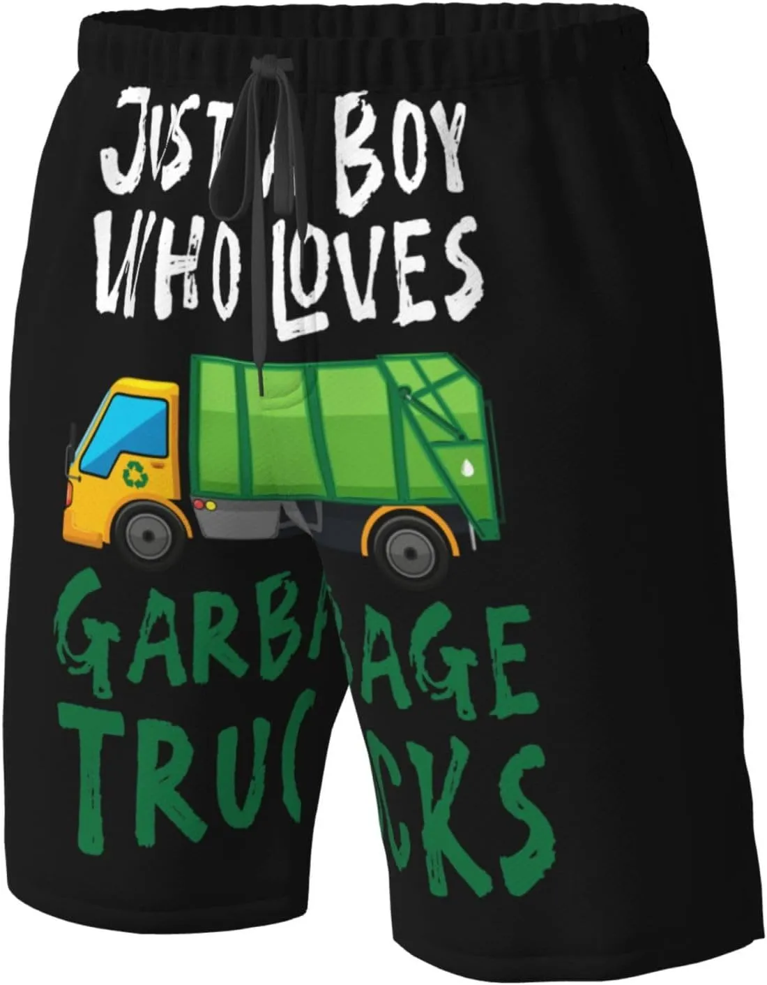 Just A Boy Who Loves Garbage Trucks Mens Swim Trunks Quick Dry Summer Beach Shorts