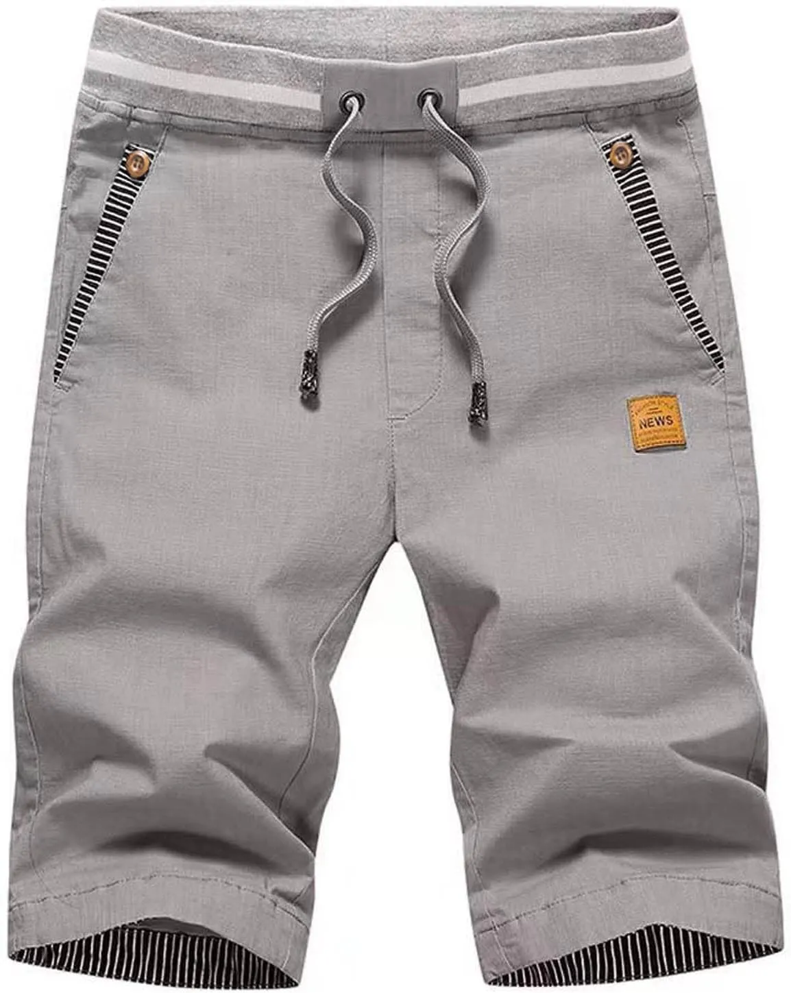 JustSun Mens Shorts Casual Classic Fit Cotton Summer Beach Shorts with Elastic Waist and Pockets