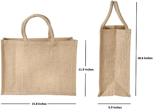 Jute Burlap Tote Bags with Handle | Natural Eco-friendly Reusable Grocery Bag