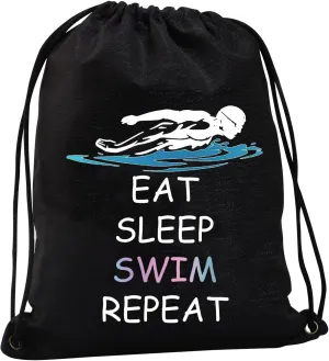 JYTAPP Swimming Bag Swim Lover Gifts Eat Sleep Swim Drawstring Team Gifts Swimmer String Backpack Sports Gym Bag