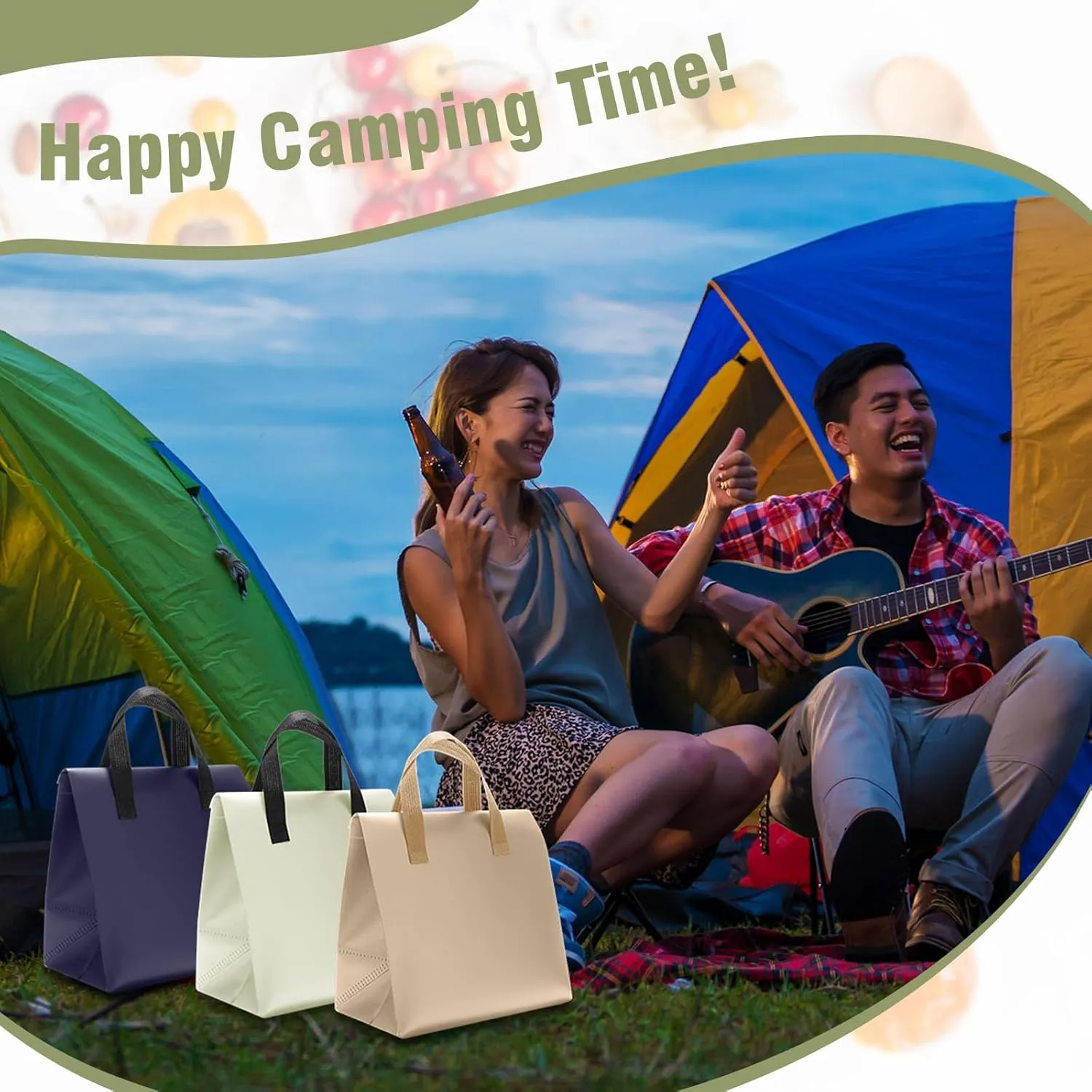Kacctyen 100 Pcs Insulated Take Out Bags Bulk 9.5 x 6 x 9.5 in Thermal Insulation Food Bag for Coffee, Milk Tea, Hot Cold Food, Delivery Cooler Bag for Catering Restaurant Grocery Picnic (Rich Colors)