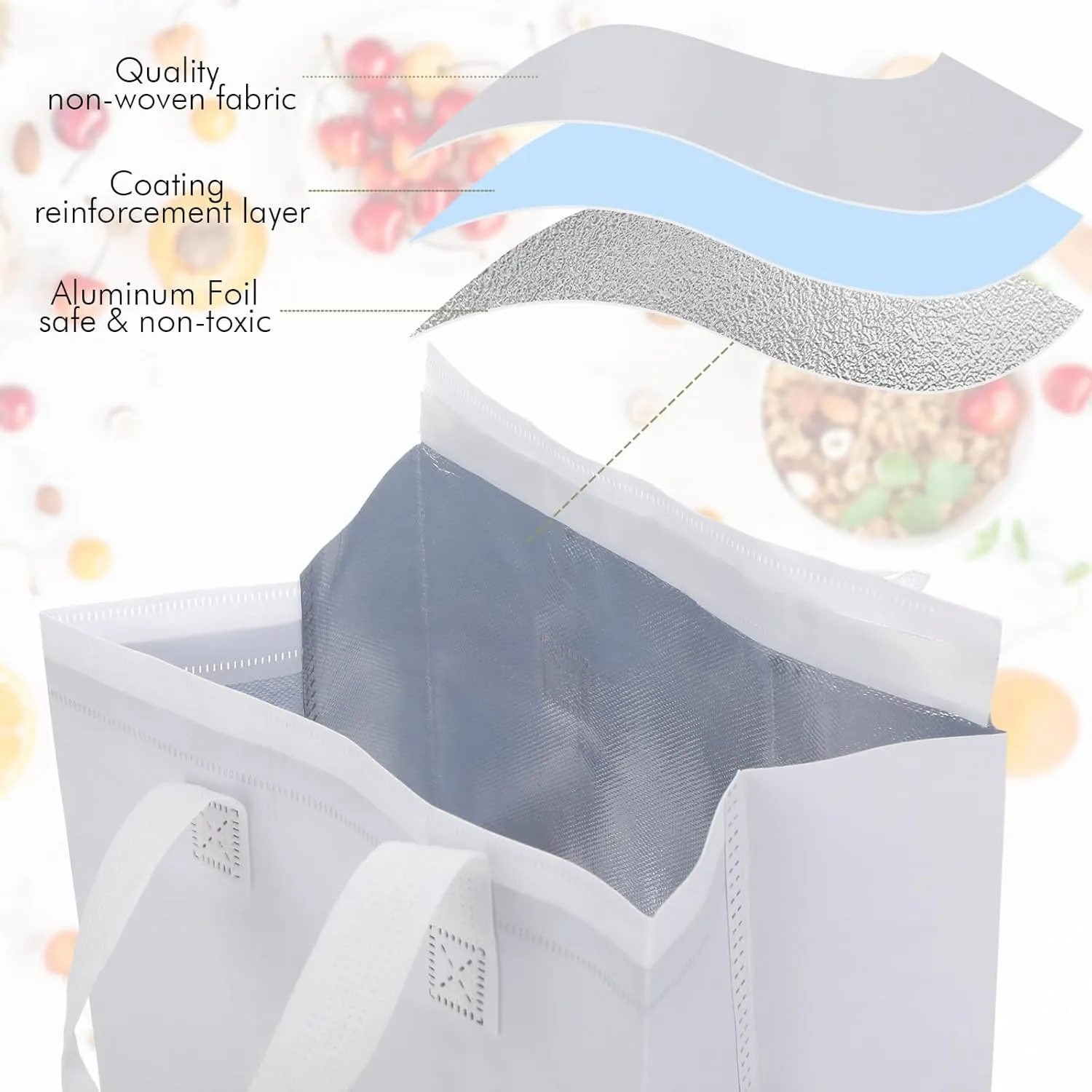 Kacctyen 100 Pcs Insulated Take Out Bags Bulk 9.5 x 6 x 9.5 in Thermal Insulation Food Bag for Coffee, Milk Tea, Hot Cold Food, Delivery Cooler Bag for Catering Restaurant Grocery Picnic (Rich Colors)