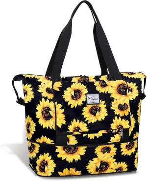 KAMO Travel Duffle Bag Expandable Weekender Overnight Bag With Wet Pocket, Foldable Tote Bag with Multiple Pockets Sports Gym Bag for Travel Yoga