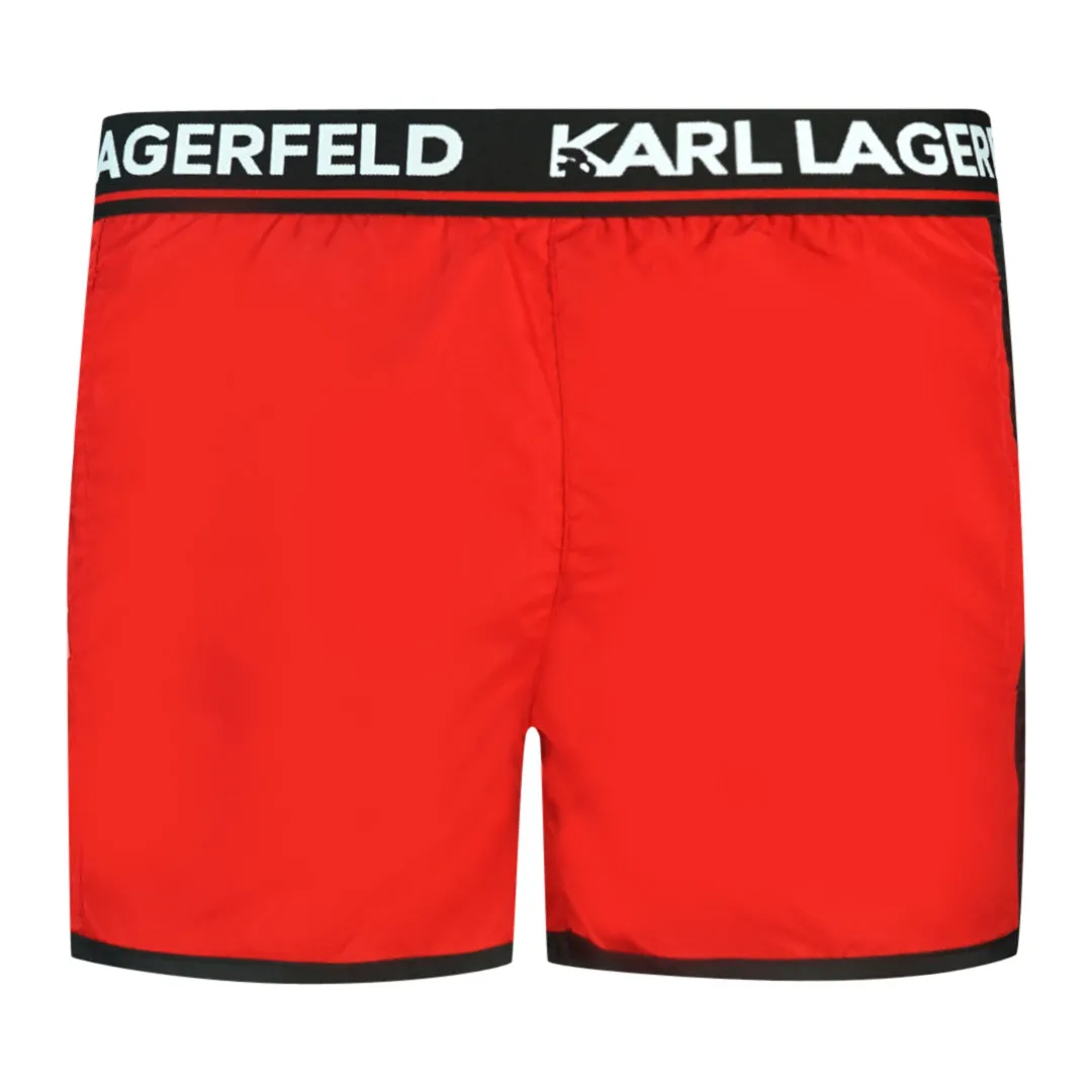 Karl Lagerfeld Mens KL22MBS07 Swim Shorts Red