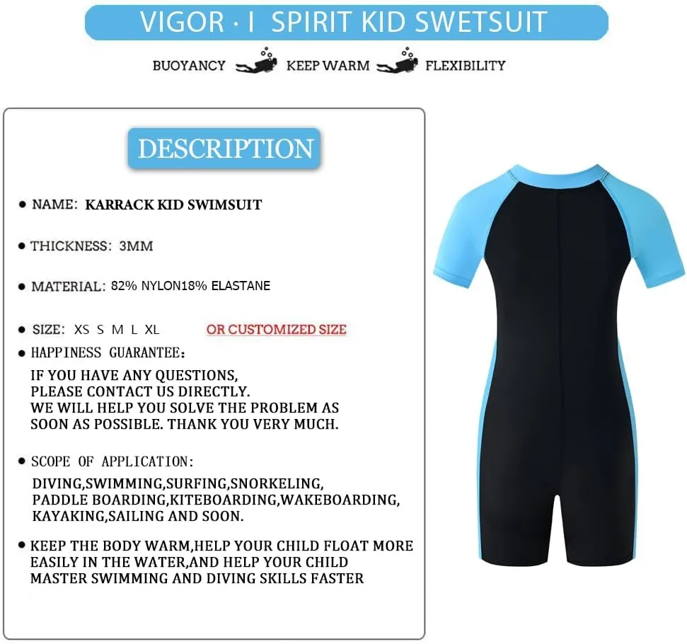 karrack Girls and Boys One Piece Rash Guard Swimsuit Kid Water Sport Short Swimsuit UPF 50  Sun Protection Bathing Suits