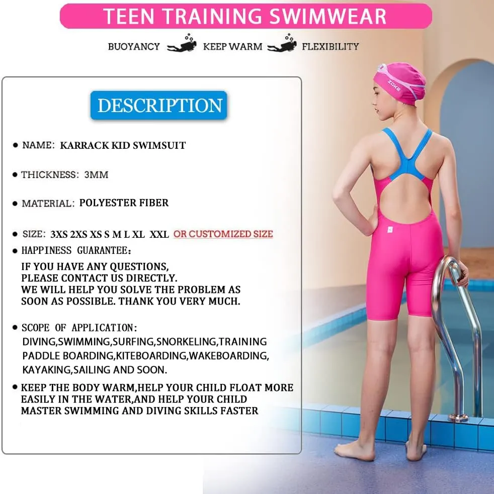 karrack Girls Swimming Suit Sports Conjoined Girls Training Competition Children Swimming Suit