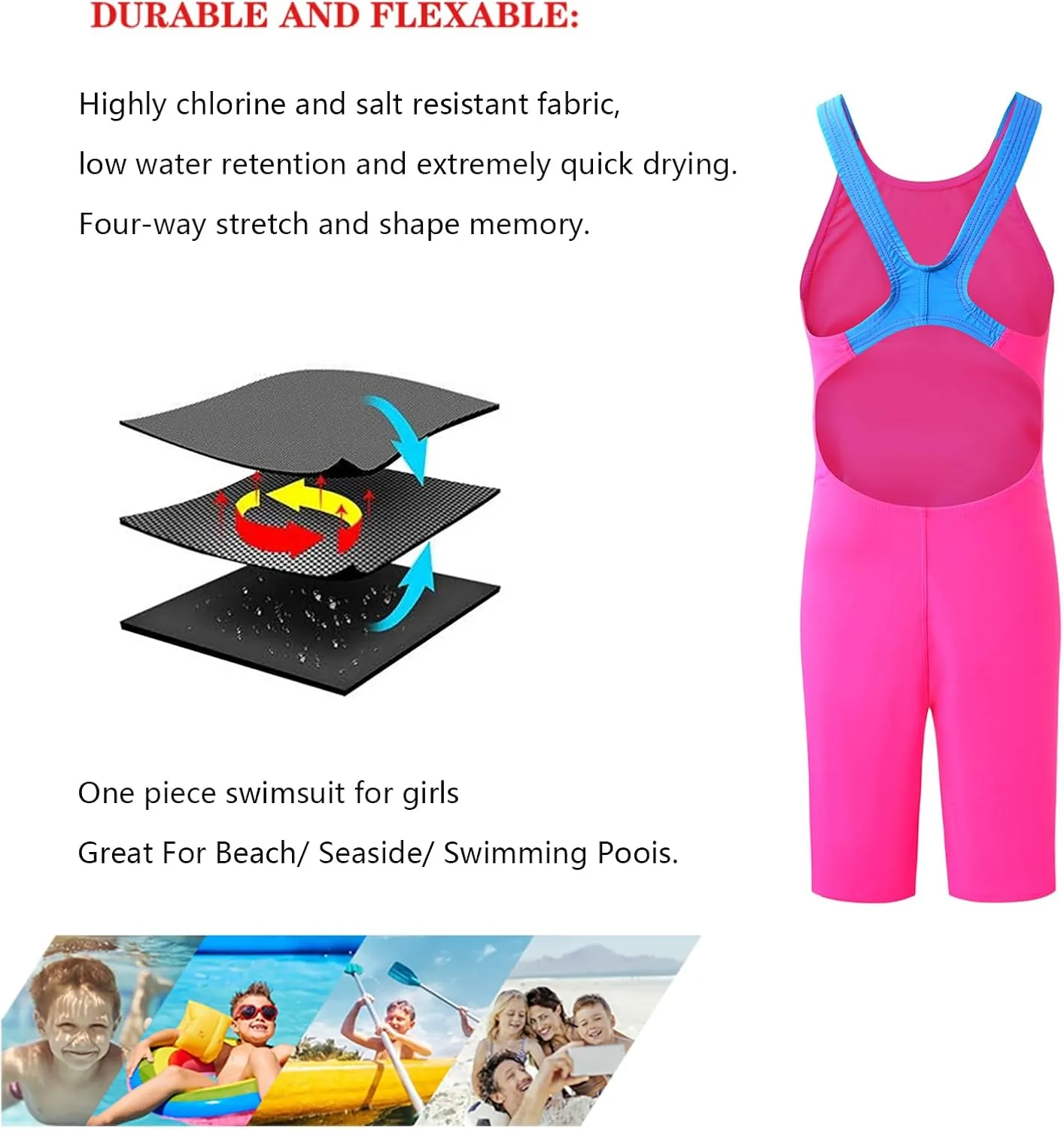 karrack Girls Swimming Suit Sports Conjoined Girls Training Competition Children Swimming Suit