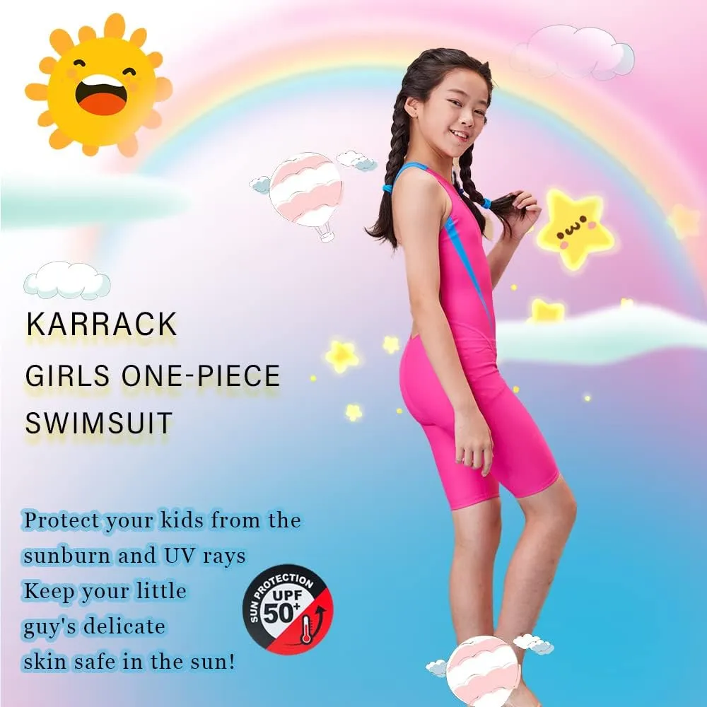 karrack Girls Swimming Suit Sports Conjoined Girls Training Competition Children Swimming Suit