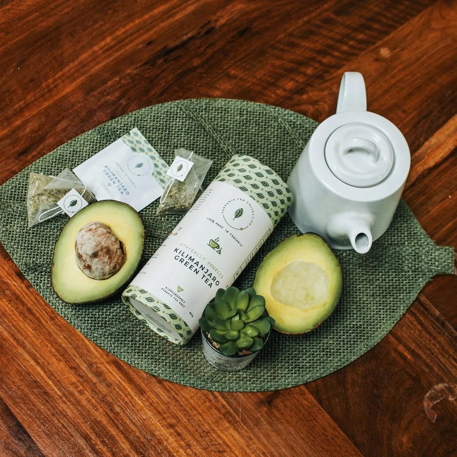 Kazi Yetu - Kilimanjaro Green Tea - 100% Natural - Biodegradable Pyramid Bags - Hot or Cold Brew - Lightly Energizing - Africa Collection - 20 bags