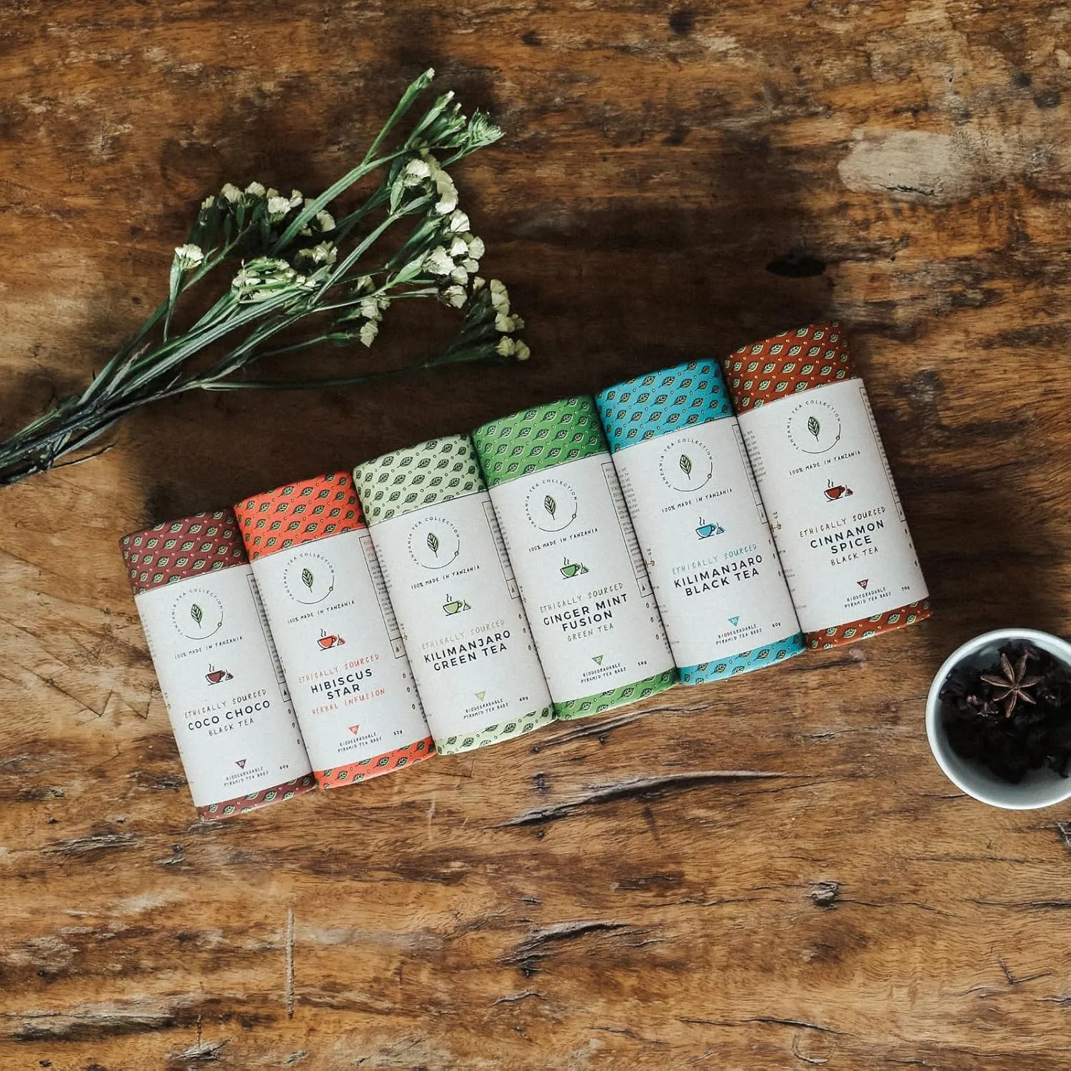 Kazi Yetu - Kilimanjaro Green Tea - 100% Natural - Biodegradable Pyramid Bags - Hot or Cold Brew - Lightly Energizing - Africa Collection - 20 bags