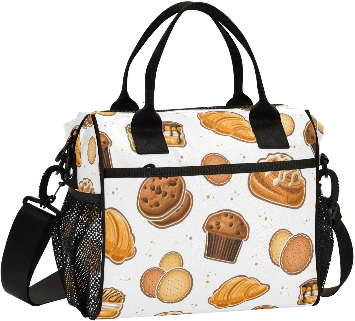 Kcldeci Sweet Bake Butter Cookies Lunch Bag for Men Women Lunch Box Tote for Work, Lunchbox Cooler for Kids with Shoulder Strap & Side Pocket for Picnic Hiking Outdoor