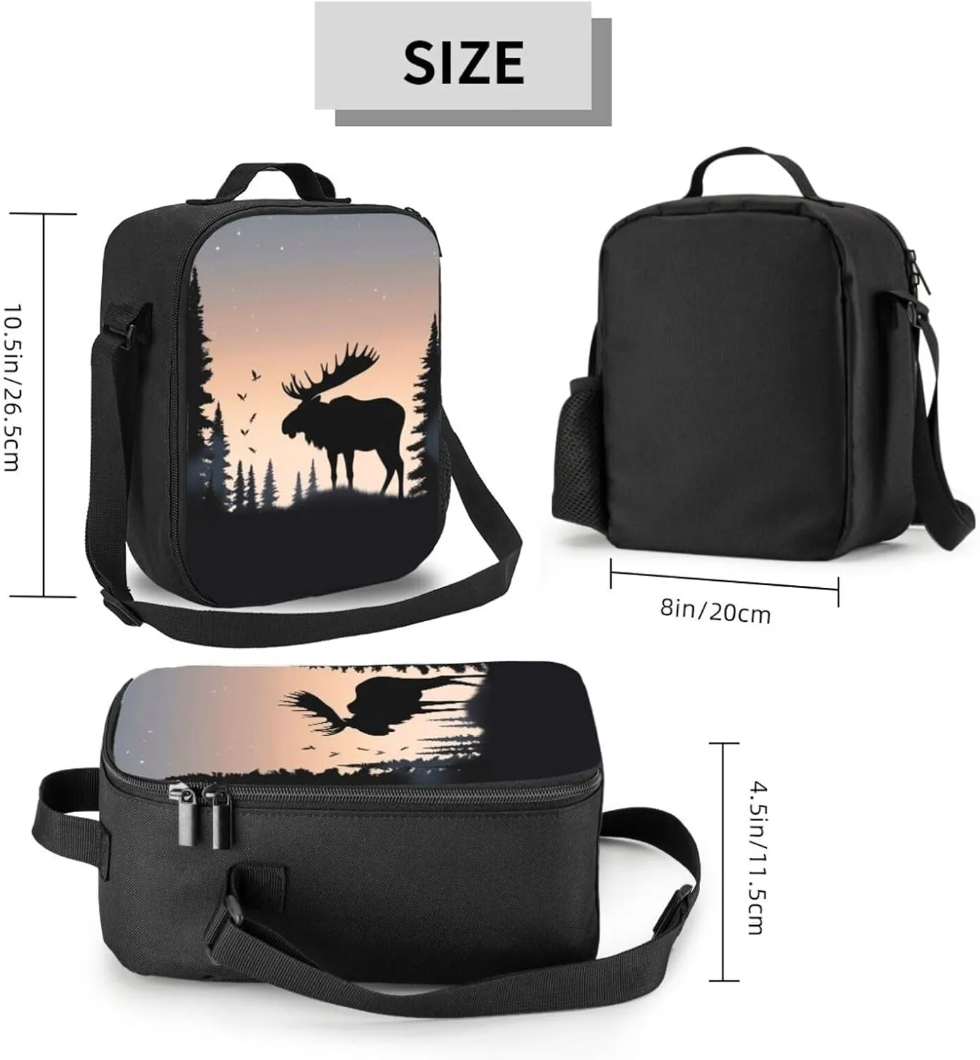 KHiry Insulated Lunch Box for Women Men Moose Mountain Pine Tree Wilderness Lunch Bag Lunch Shoulder Bags for Work