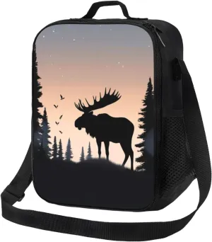 KHiry Insulated Lunch Box for Women Men Moose Mountain Pine Tree Wilderness Lunch Bag Lunch Shoulder Bags for Work