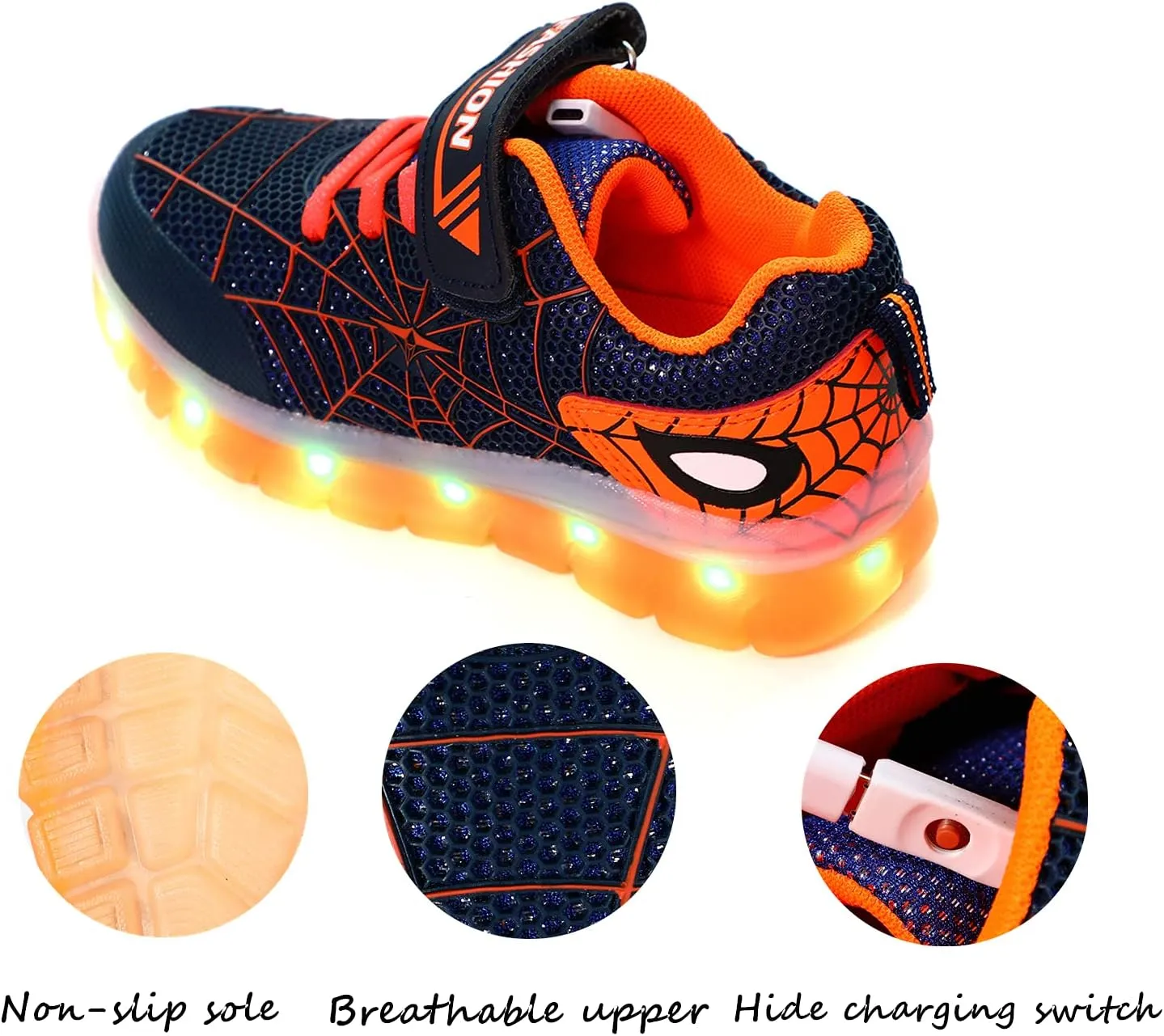 Kids Light Up Shoes Flashing Lights Bright Colors Comfortable Design for Boys Girls