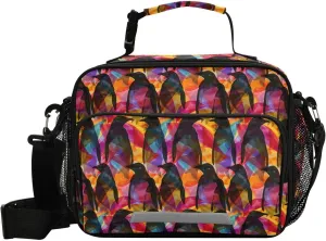 Kids Lunch Bag for Boys Girls Abstract Penguin Pattern Insulated Lunch Box with Strap Men Women Reusable Bento Lunch Bag Cooler Tote Bag for School Outdoor Picnic Travel