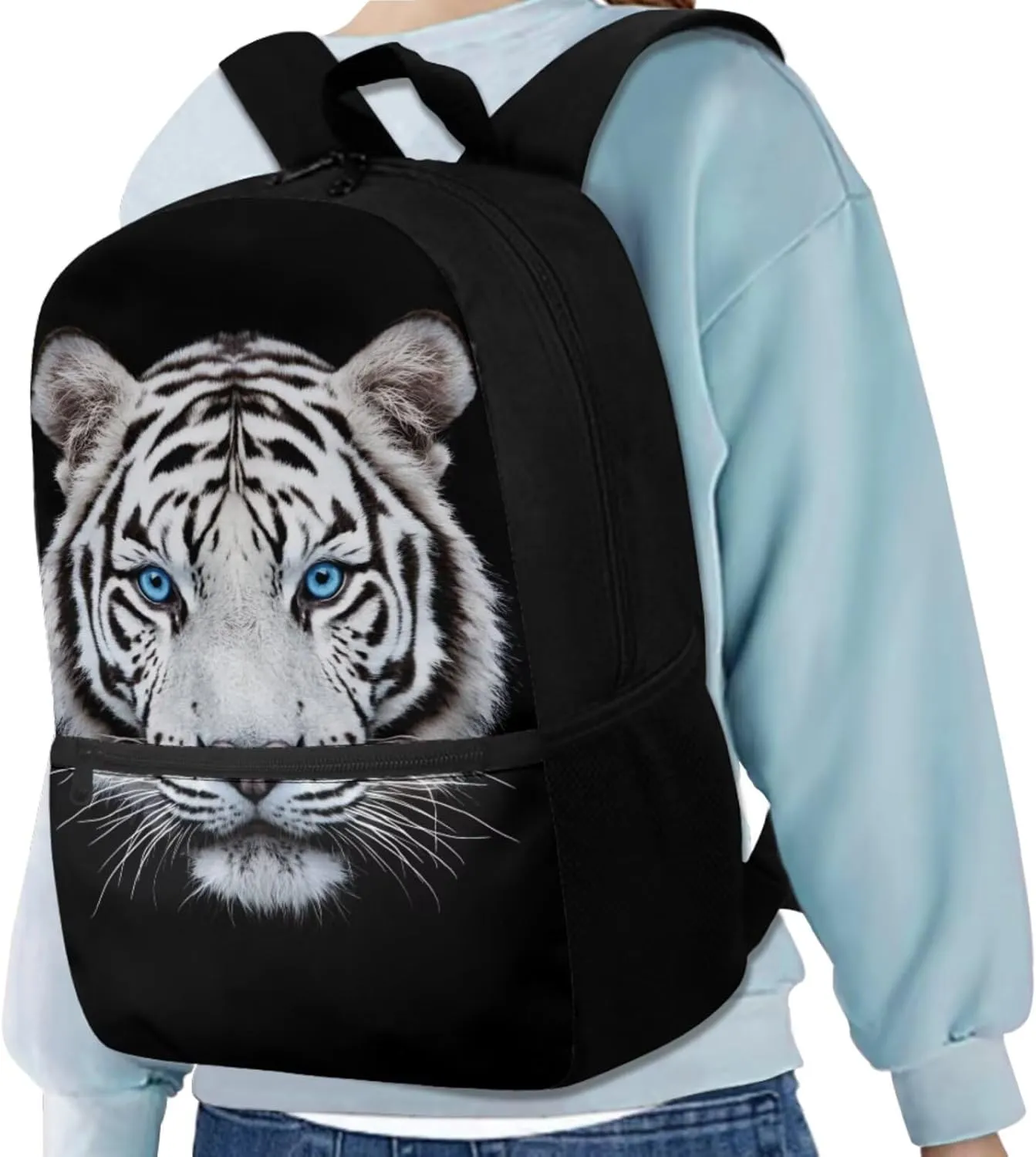 Kids School Bag for Girls Tiger Backpack and Lunch Box Pencil Case Water Bottle Holder 4 PCS Boys Bookbag School Accessories Back to School Supplies
