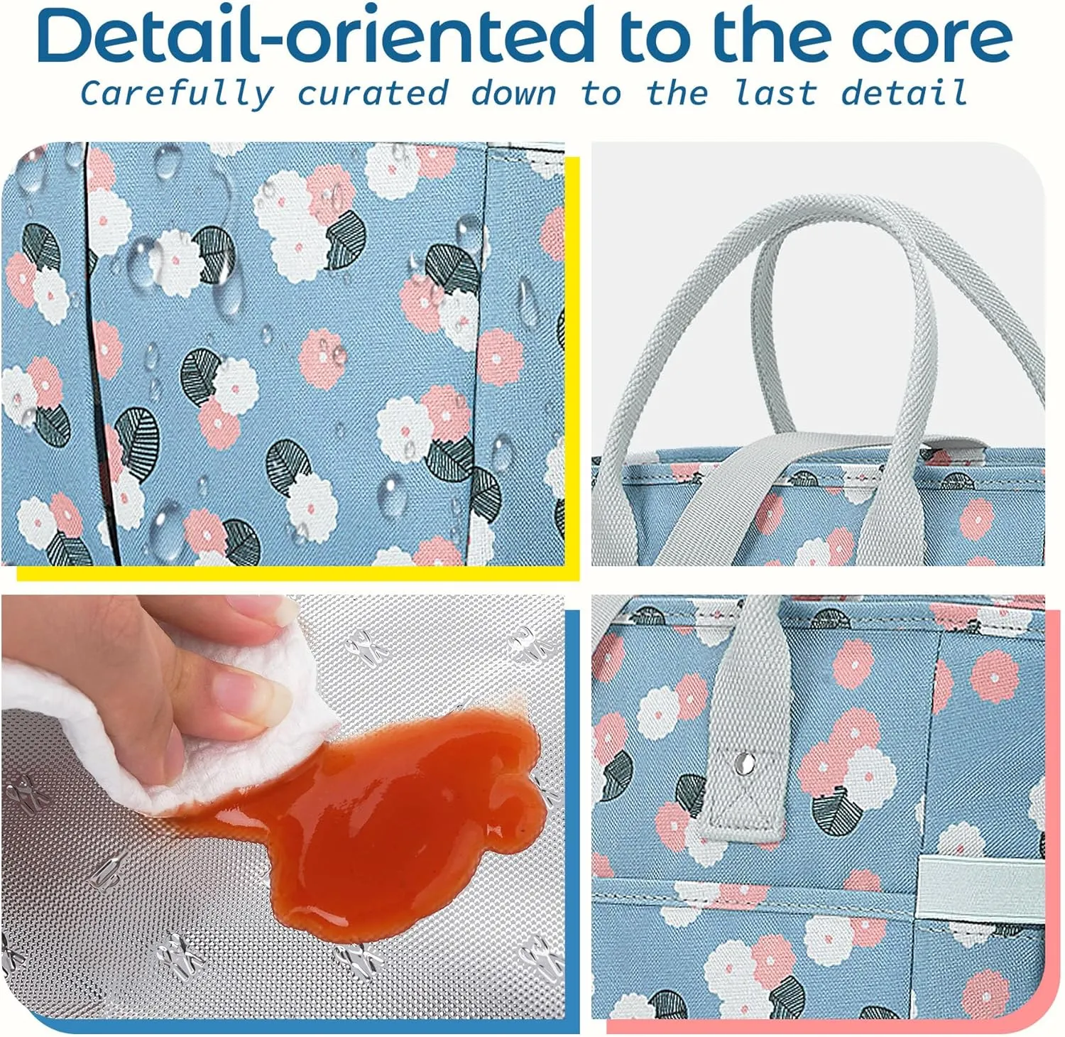 KIPBELIF Cute&Classy Roomy Insulated Lunch Bags for Women - Stylish & Functional Large Tote Adult Lunch Box for Working & Picnic