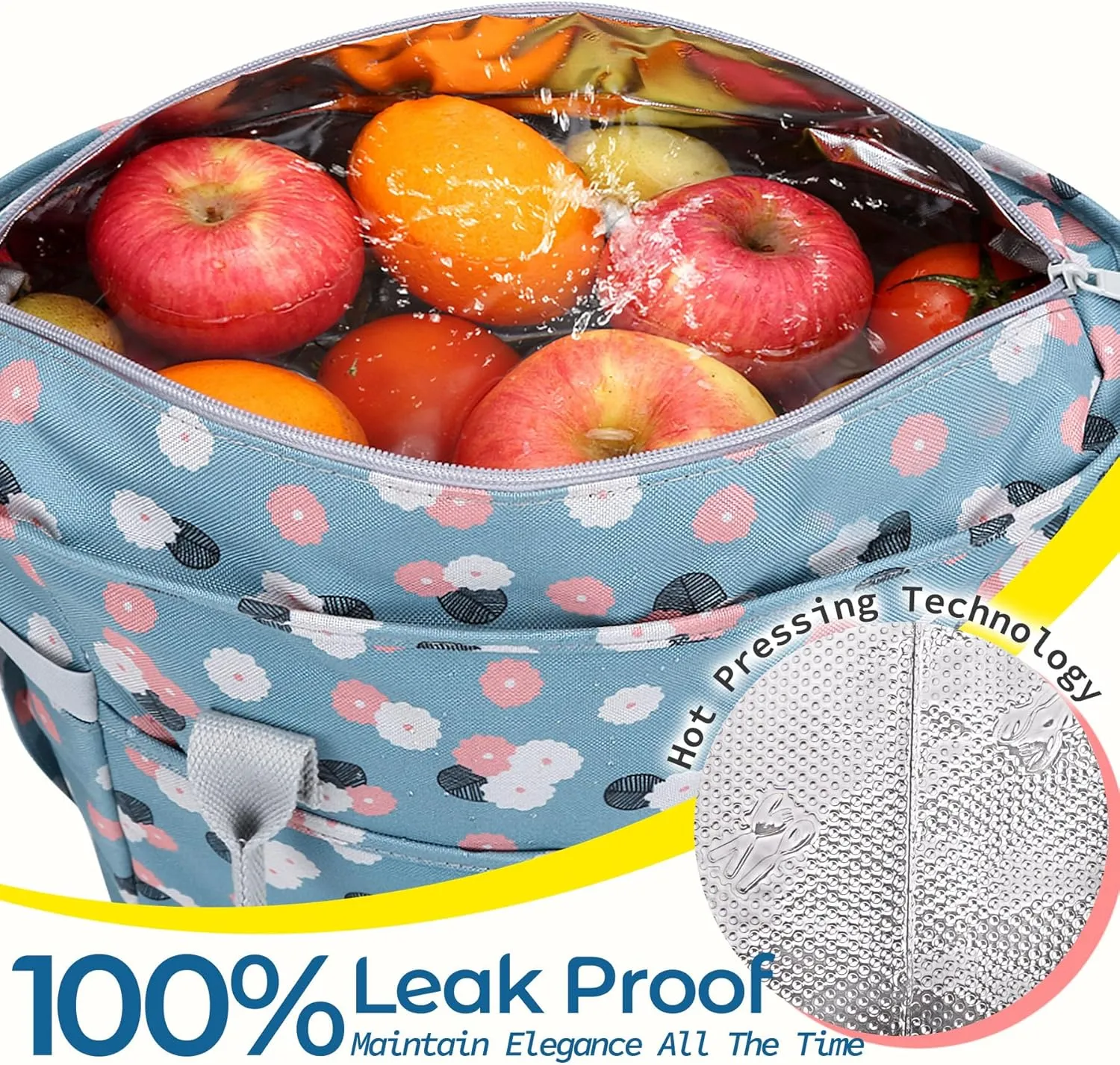KIPBELIF Cute&Classy Roomy Insulated Lunch Bags for Women - Stylish & Functional Large Tote Adult Lunch Box for Working & Picnic