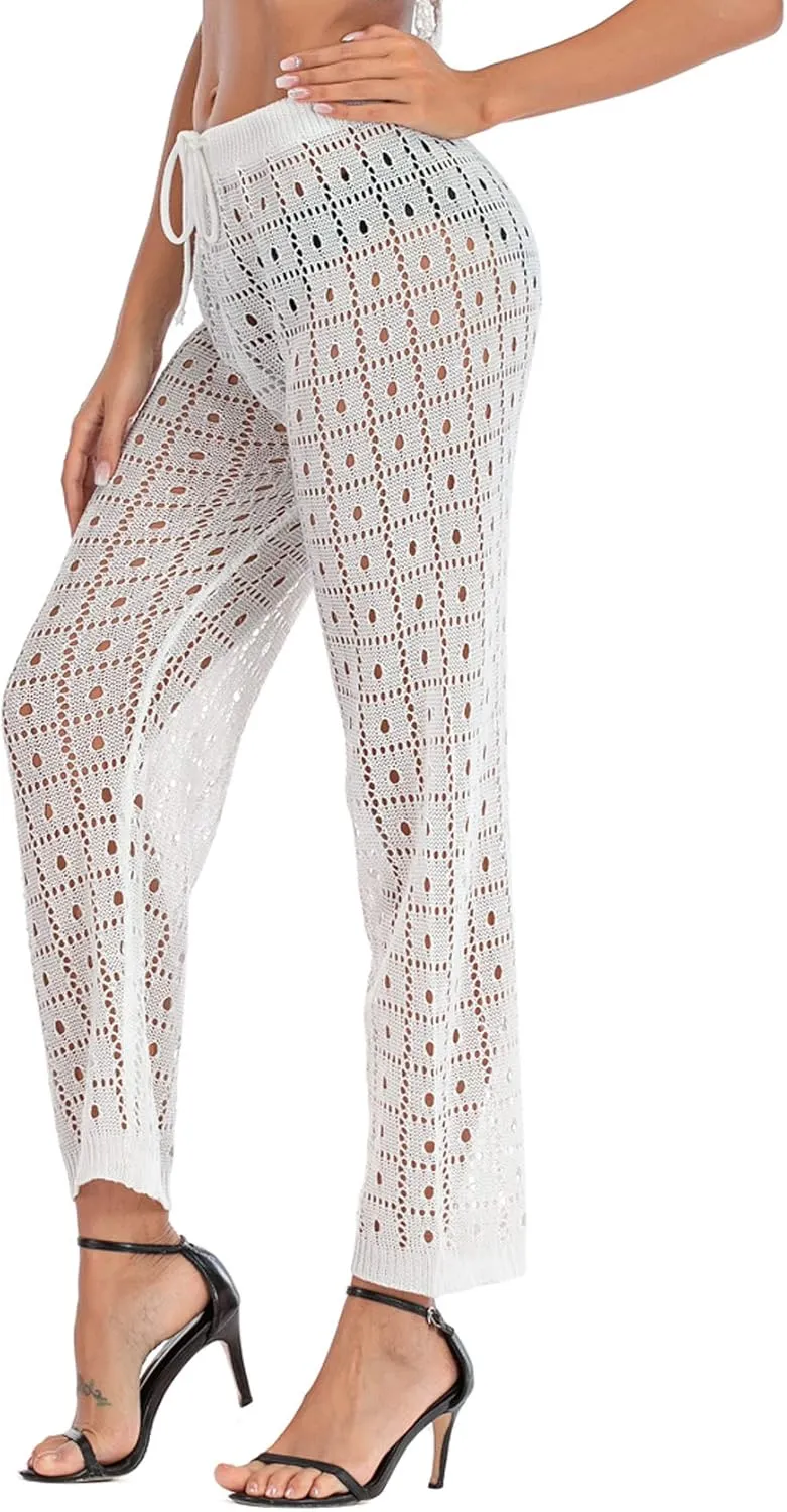 Kistore Womens Crochet Net Hollow Out Beach Pants Sexy Swimsuit Cover Up Pants