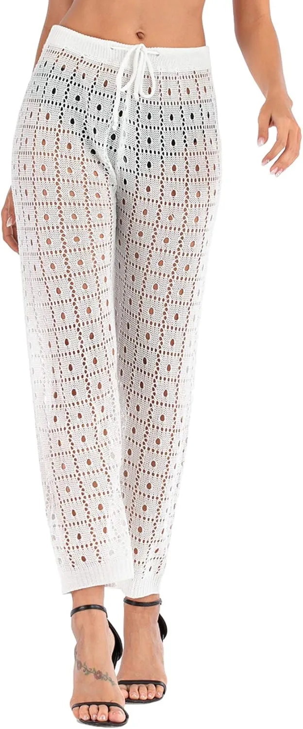 Kistore Womens Crochet Net Hollow Out Beach Pants Sexy Swimsuit Cover Up Pants