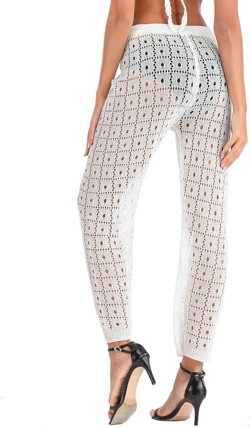 Kistore Womens Crochet Net Hollow Out Beach Pants Sexy Swimsuit Cover Up Pants