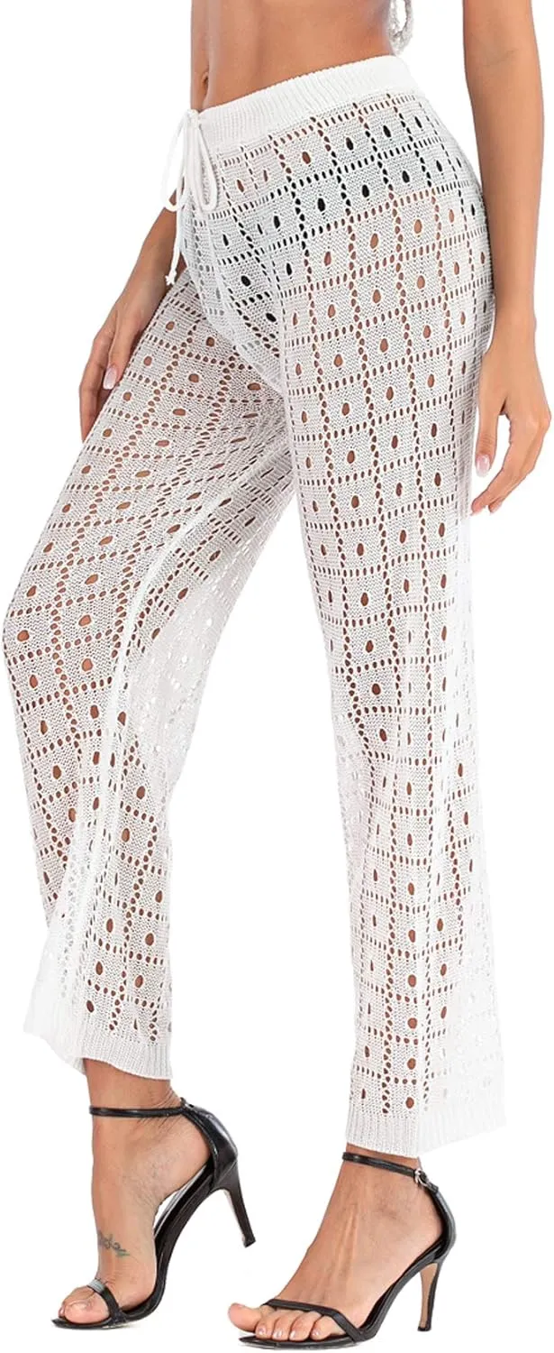 Kistore Womens Crochet Net Hollow Out Beach Pants Sexy Swimsuit Cover Up Pants