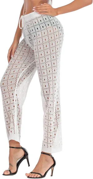 Kistore Womens Crochet Net Hollow Out Beach Pants Sexy Swimsuit Cover Up Pants