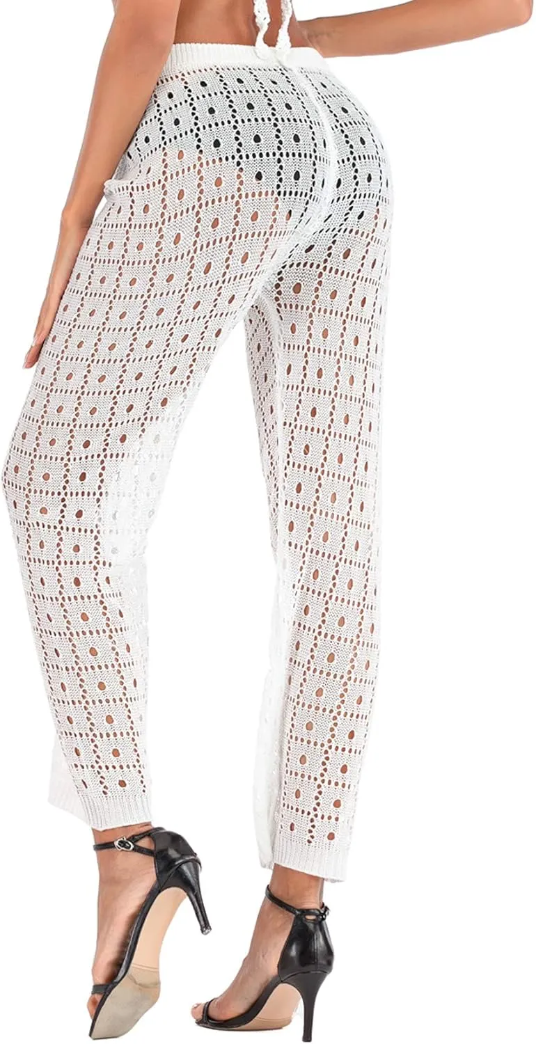 Kistore Womens Crochet Net Hollow Out Beach Pants Sexy Swimsuit Cover Up Pants