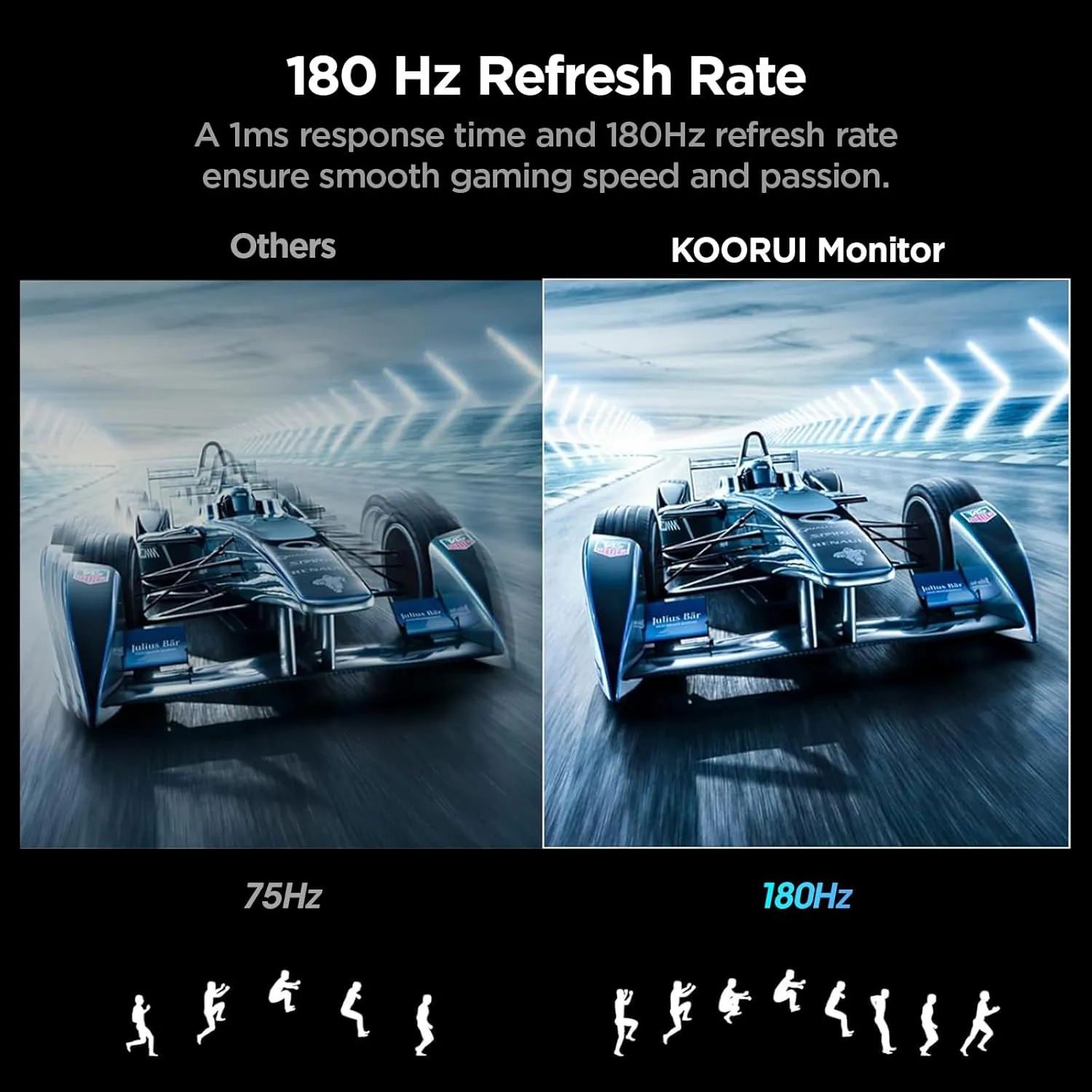 KOORUI 24 inch Curved Gaming Monitor,FHD 1080P,1500R,180Hz,1ms VA Computer Monitors,Eye Care,Ultra-Thin Display,Adaptive Sync,99% sRGB,HDR10,HDMI2.0X2 /DP1.2,VESA Compatible,Tilt Adjustable,Black