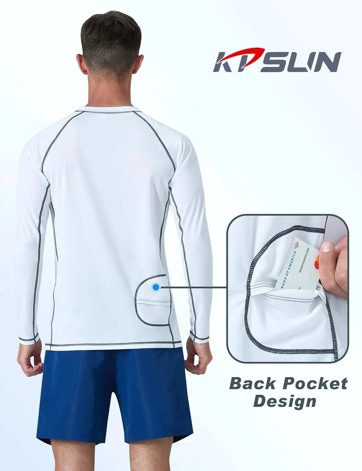 KPSUN Mens Swim Shirts UPF 50  Rash Guard Long Sleeve Sun UV Protection Beach Shirts Quick Dry Fishing T-Shirt