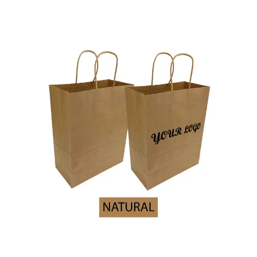 Kraft Paper Bags Twisted Handles - Vanity Size 250pcs per Box - 10"W x 5"D x 13"H