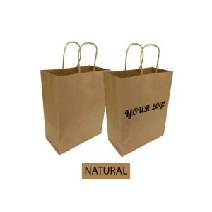 Kraft Paper Bags Twisted Handles - Vanity Size 250pcs per Box - 10"W x 5"D x 13"H
