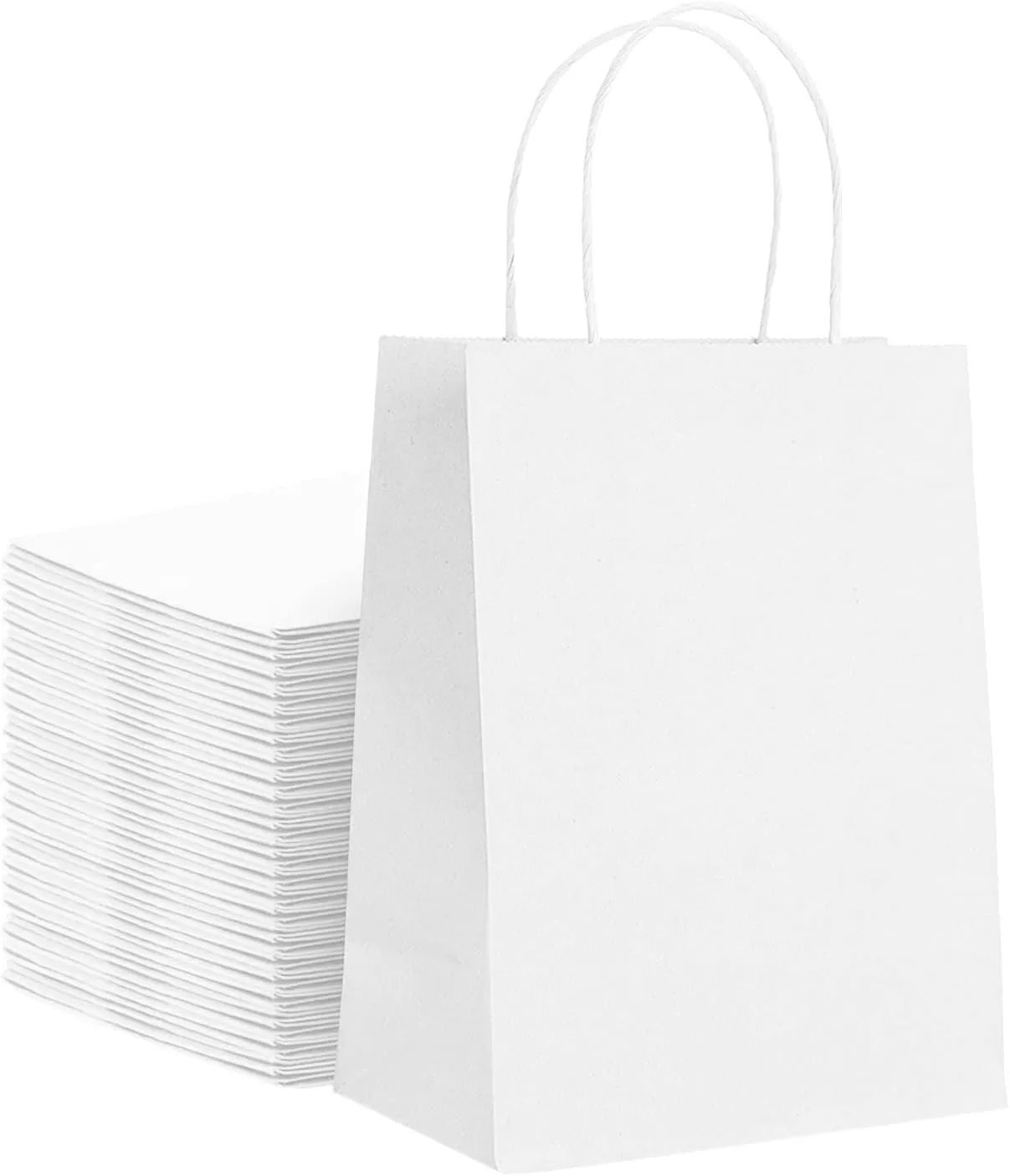 Kraft Paper Bags with Twisted Handles-13x7x17 inches, Bulk Multiuse Solid Print Bags, Perfect for Any Occasion, 25 Pack, White